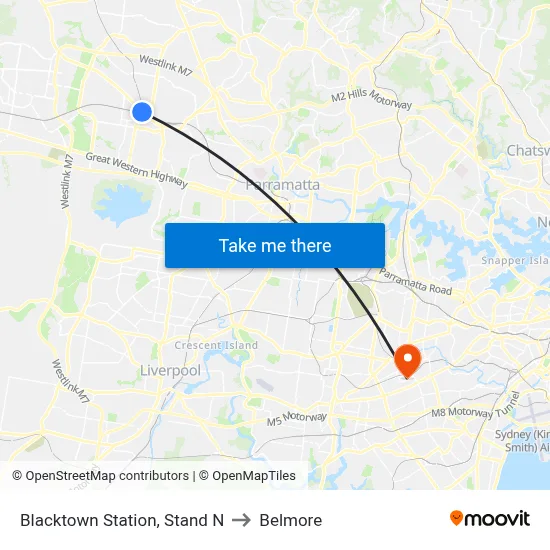 Blacktown Station, Stand N to Belmore map