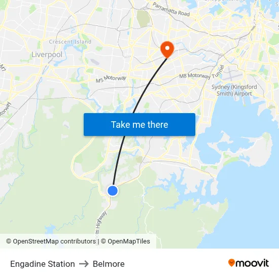 Engadine Station to Belmore map