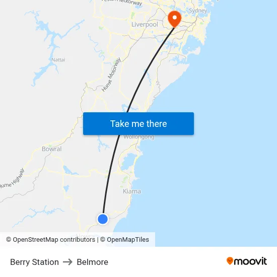 Berry Station to Belmore map