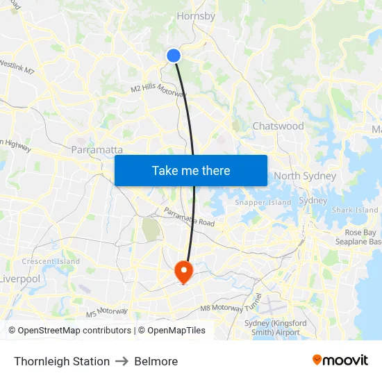 Thornleigh Station to Belmore map