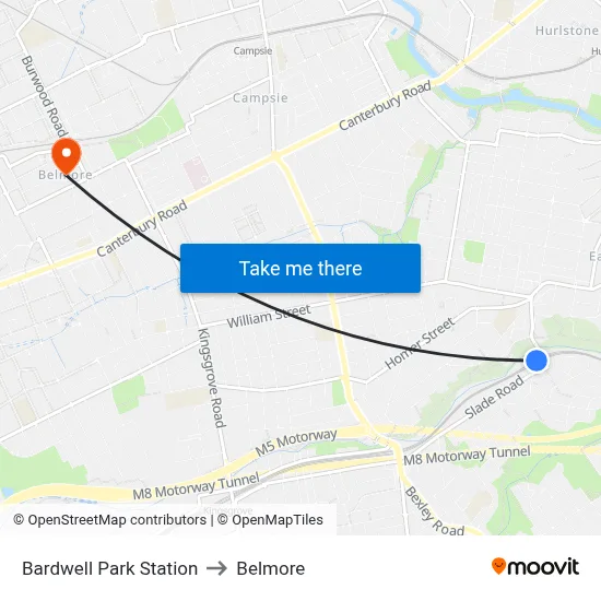 Bardwell Park Station to Belmore map