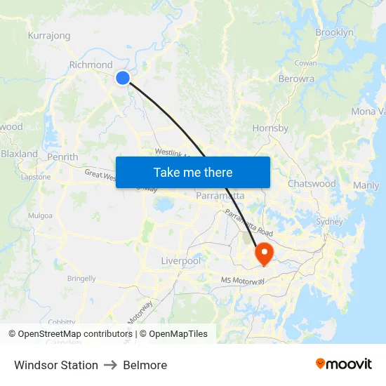 Windsor Station to Belmore map