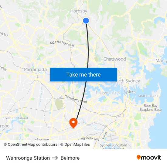 Wahroonga Station to Belmore map