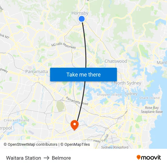 Waitara Station to Belmore map