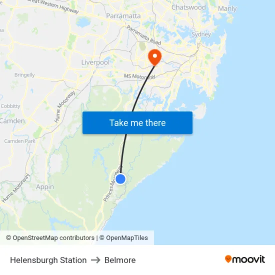 Helensburgh Station to Belmore map