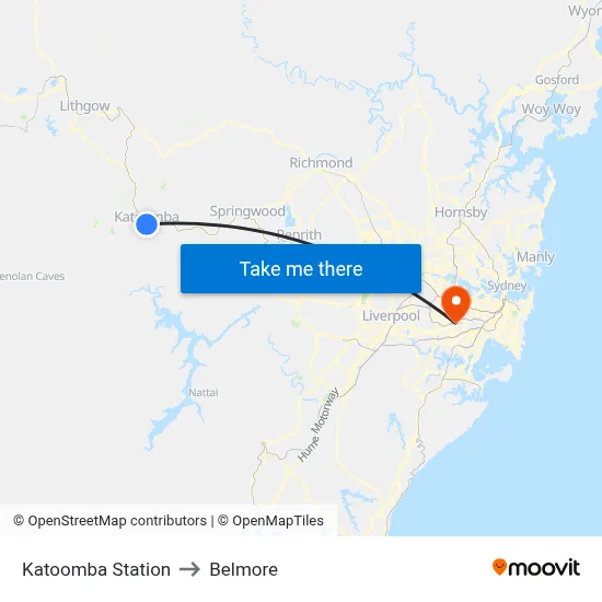 Katoomba Station to Belmore map