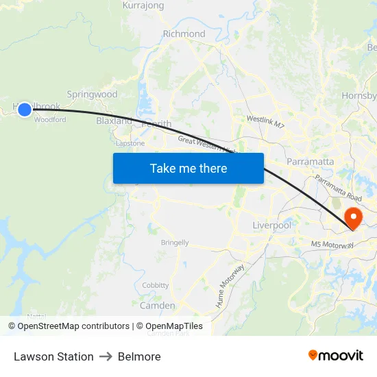 Lawson Station to Belmore map