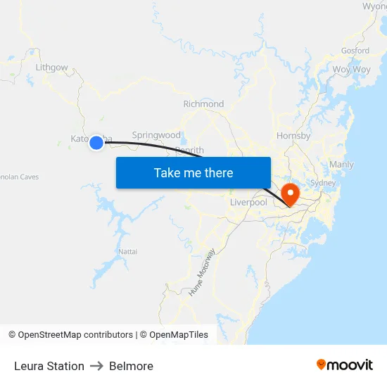 Leura Station to Belmore map