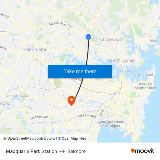 Macquarie Park Station to Belmore map