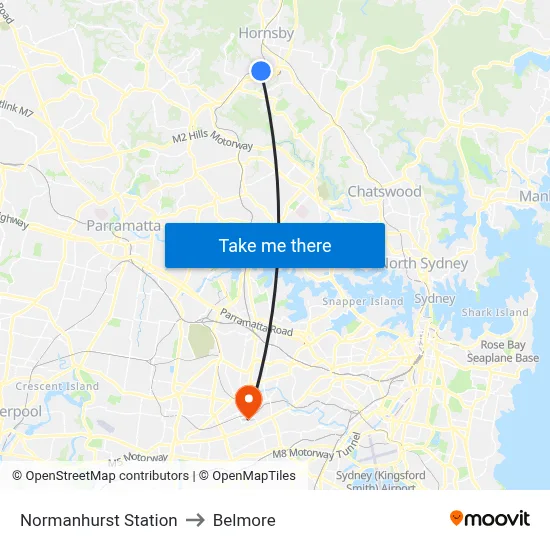 Normanhurst Station to Belmore map