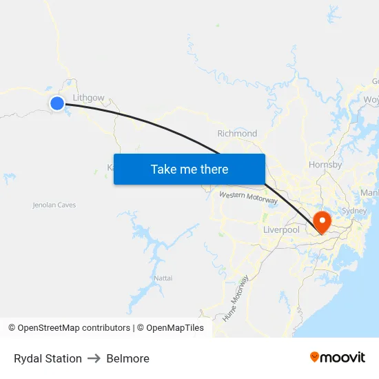 Rydal Station to Belmore map