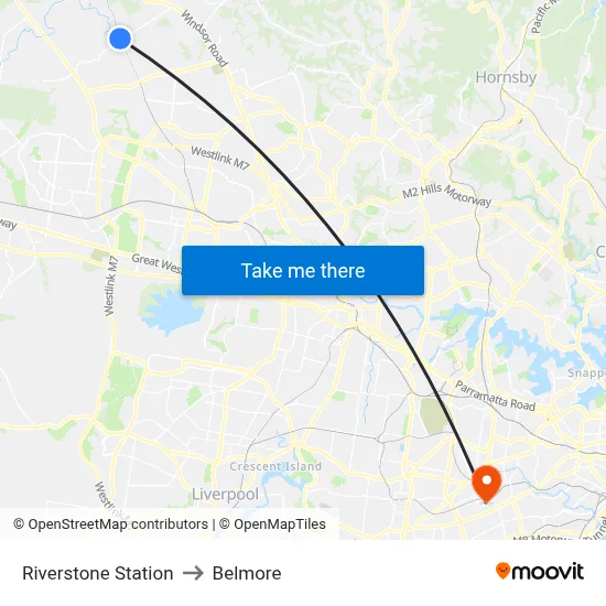 Riverstone Station to Belmore map