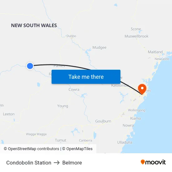 Condobolin Station to Belmore map