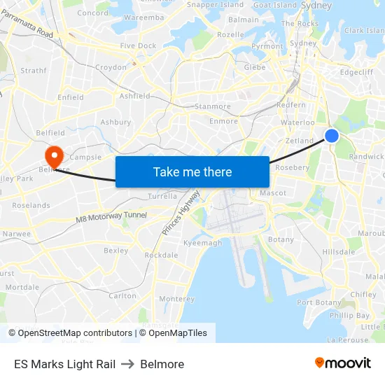 ES Marks Light Rail to Belmore map