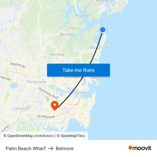 Palm Beach Wharf to Belmore map