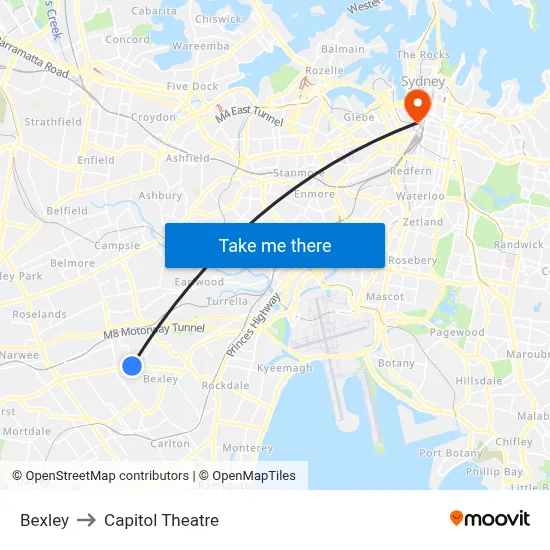 Bexley to Capitol Theatre map
