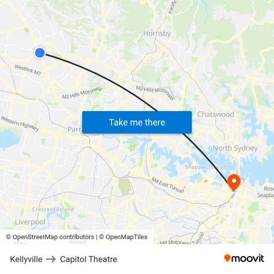 Kellyville to Capitol Theatre map