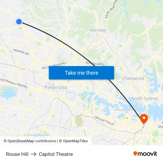 Rouse Hill to Capitol Theatre map