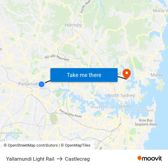 Yallamundi Light Rail to Castlecrag map
