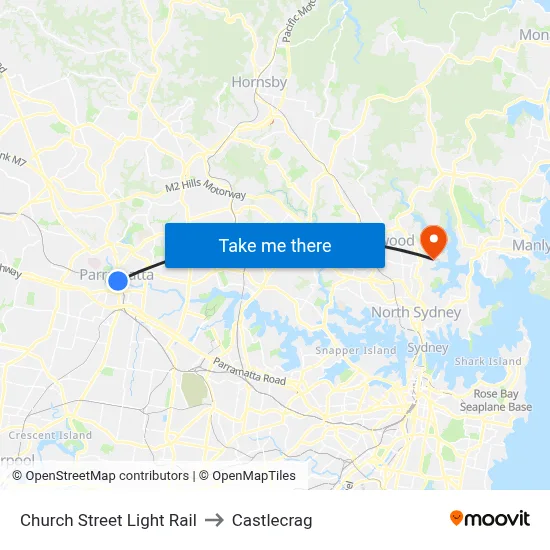 Church Street Light Rail to Castlecrag map