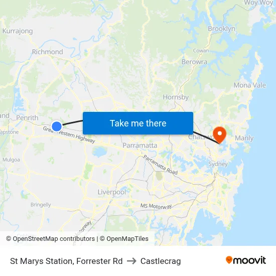 St Marys Station, Forrester Rd to Castlecrag map