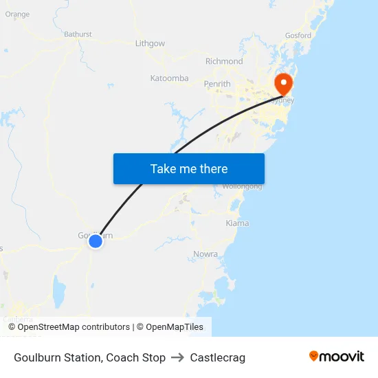 Goulburn Station, Coach Stop to Castlecrag map