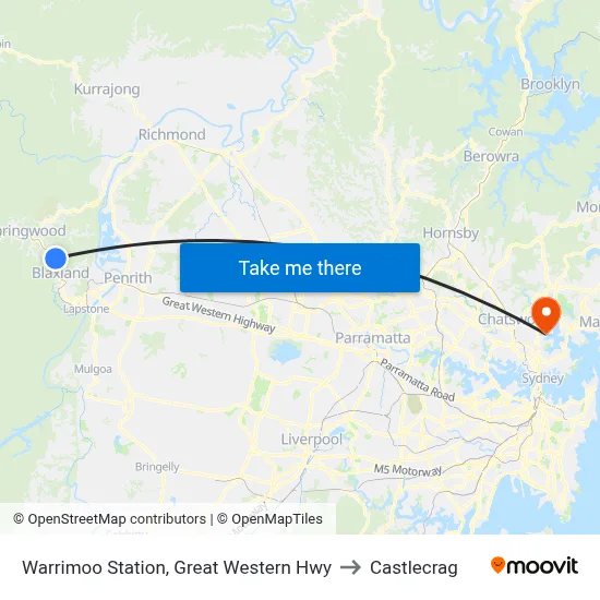Warrimoo Station, Great Western Hwy to Castlecrag map