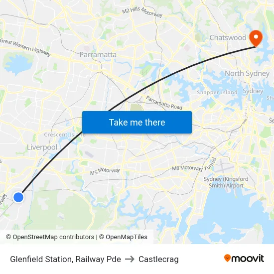 Glenfield Station, Railway Pde to Castlecrag map