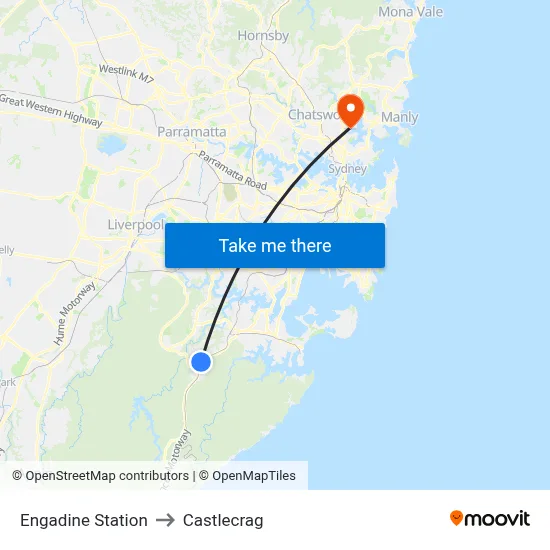 Engadine Station to Castlecrag map