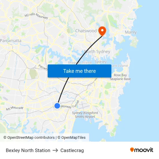 Bexley North Station to Castlecrag map