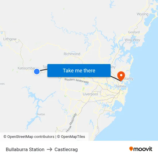 Bullaburra Station to Castlecrag map