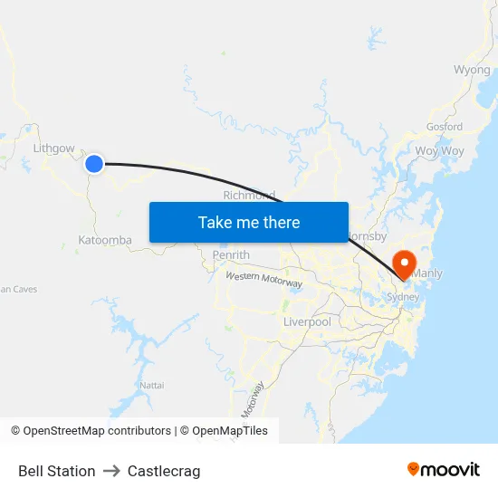 Bell Station to Castlecrag map