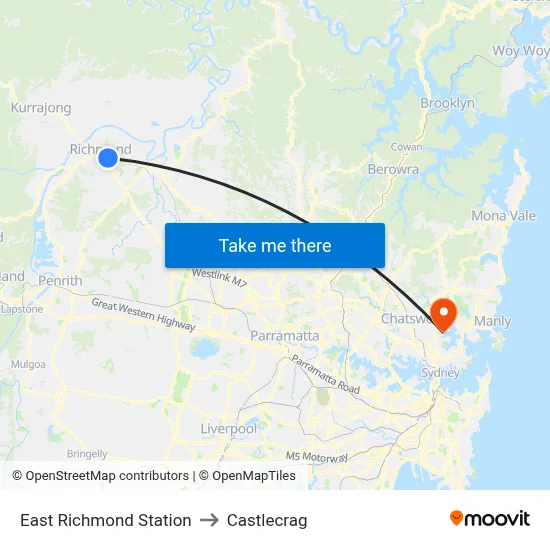 East Richmond Station to Castlecrag map