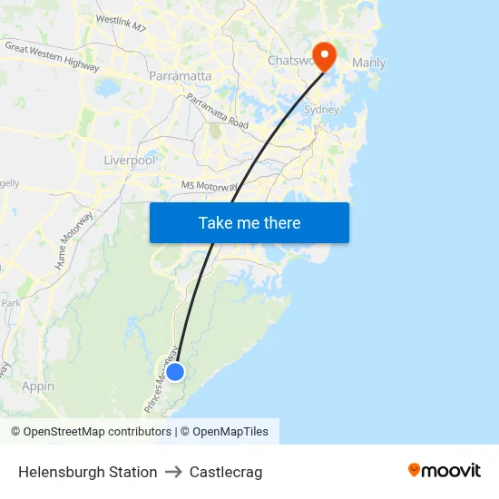 Helensburgh Station to Castlecrag map