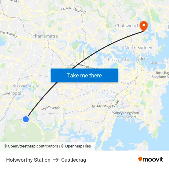 Holsworthy Station to Castlecrag map