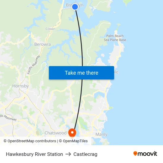 Hawkesbury River Station to Castlecrag map