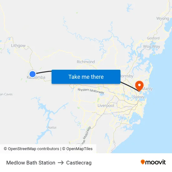 Medlow Bath Station to Castlecrag map