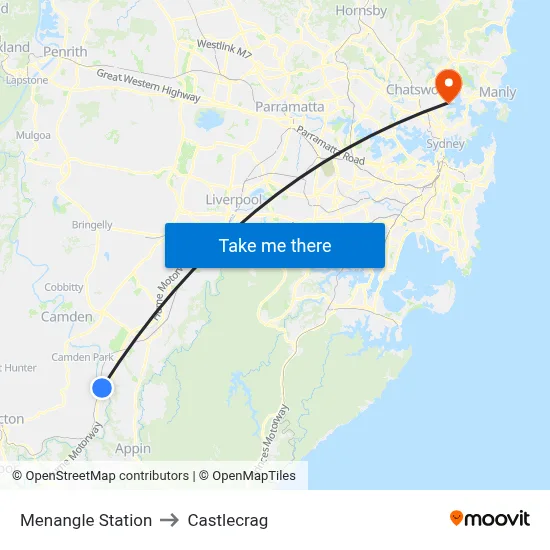 Menangle Station to Castlecrag map