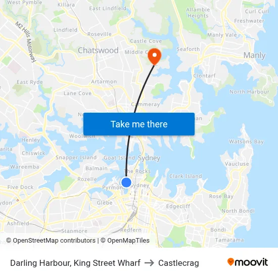 Darling Harbour, King Street Wharf to Castlecrag map