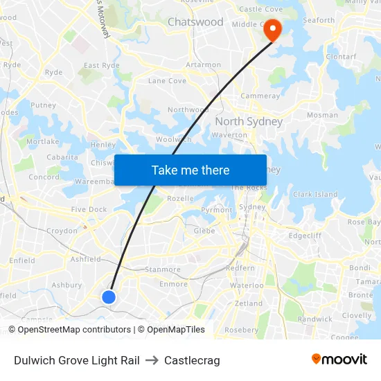 Dulwich Grove Light Rail to Castlecrag map
