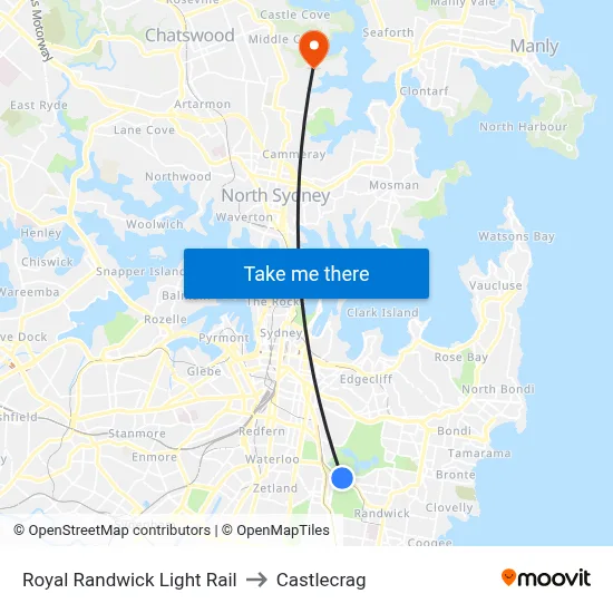 Royal Randwick Light Rail to Castlecrag map