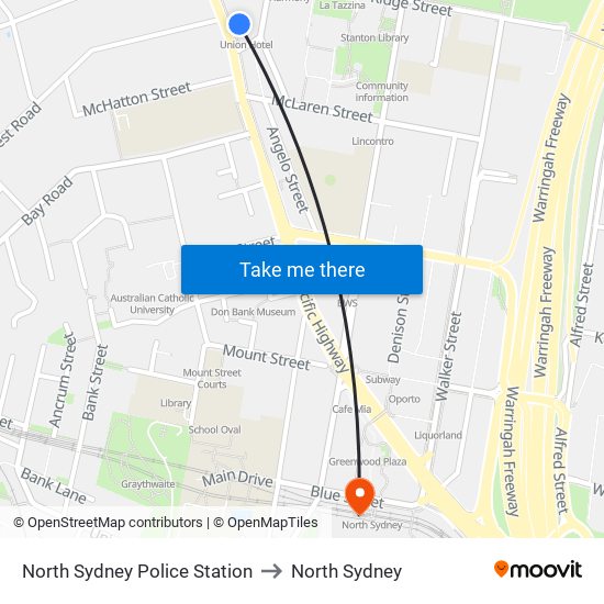North Sydney Police Station to North Sydney map