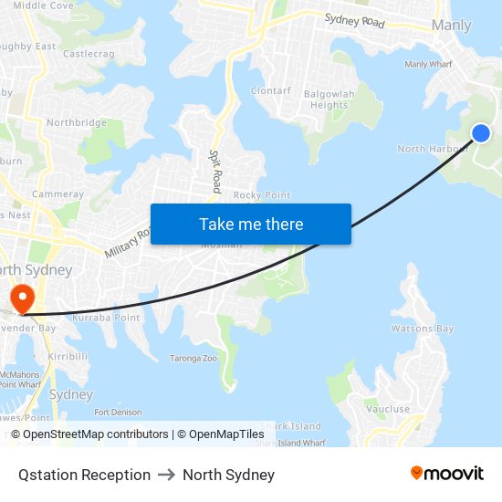 Qstation Reception to North Sydney map