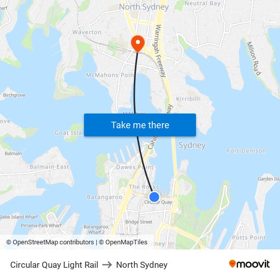 Circular Quay Light Rail to North Sydney map