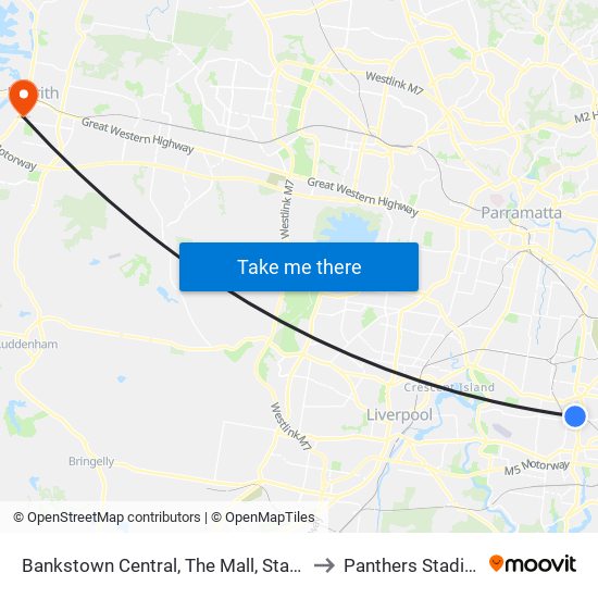 Bankstown Central, The Mall, Stand C to Panthers Stadium map