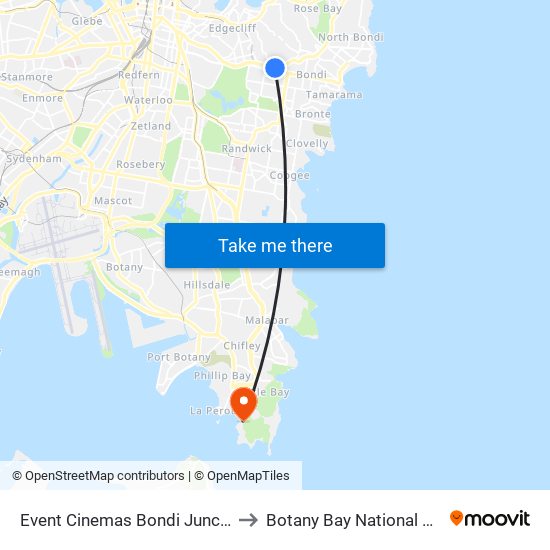 Event Cinemas Bondi Junction to Botany Bay National Park map