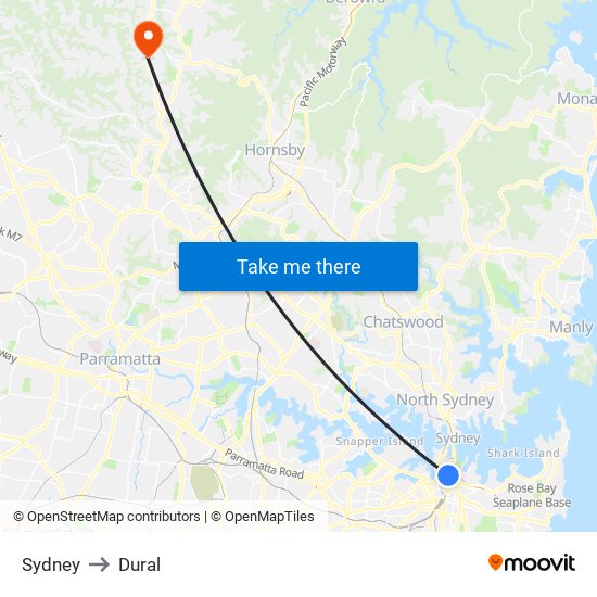 Sydney to Dural map