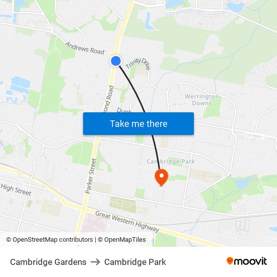 Cambridge Gardens to Cambridge Park map