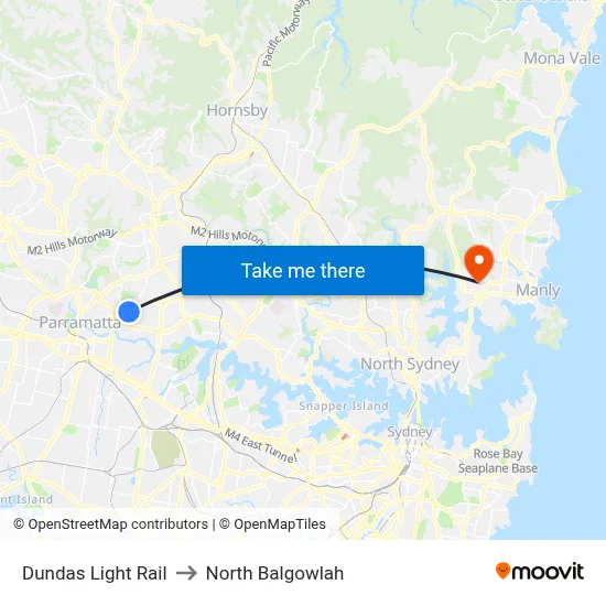Dundas Light Rail to North Balgowlah map