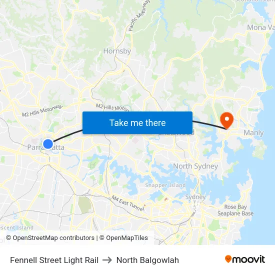 Fennell Street Light Rail to North Balgowlah map